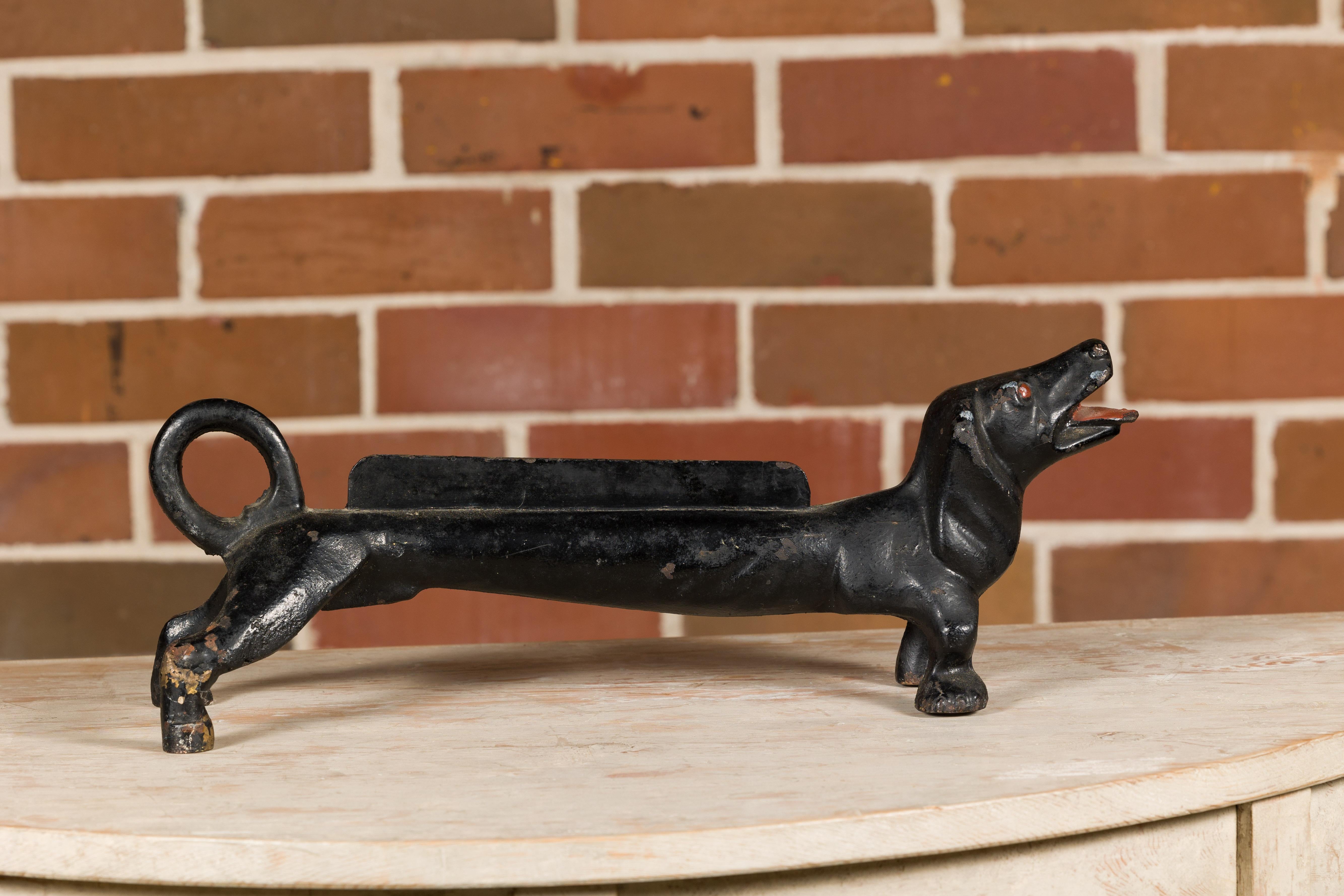 English Victorian Period 19th Century Iron Dachshund Dog Boot Scraper  1
