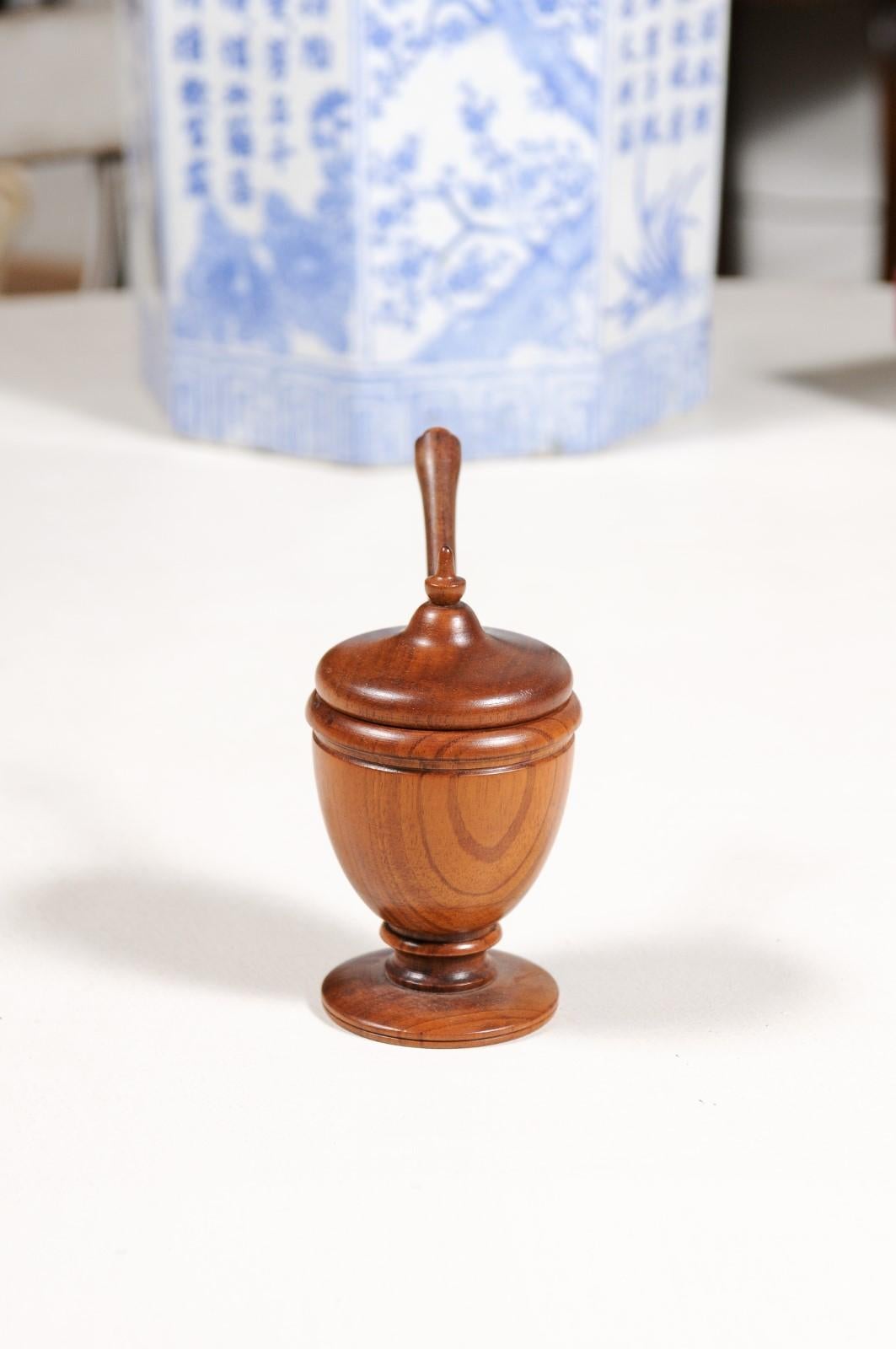 English Victorian Period 19th Century Turned Wood Spice Holder with Mixing Tool 8