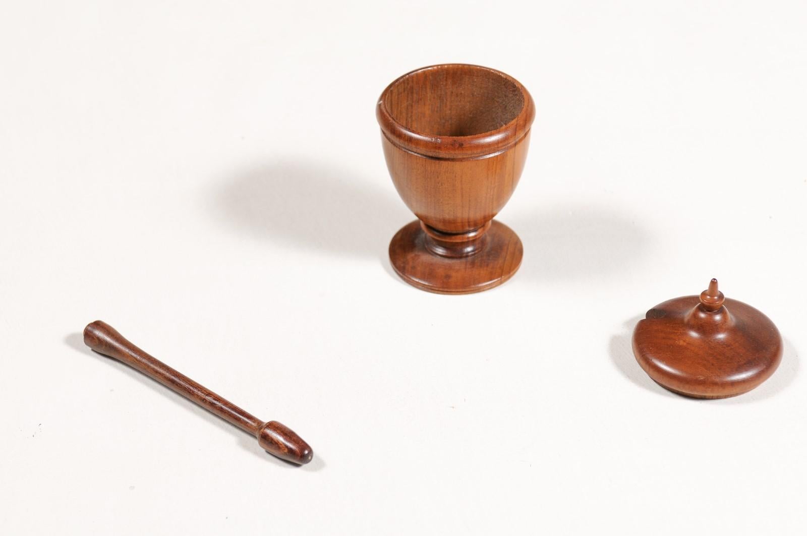 English Victorian Period 19th Century Turned Wood Spice Holder with Mixing Tool 9