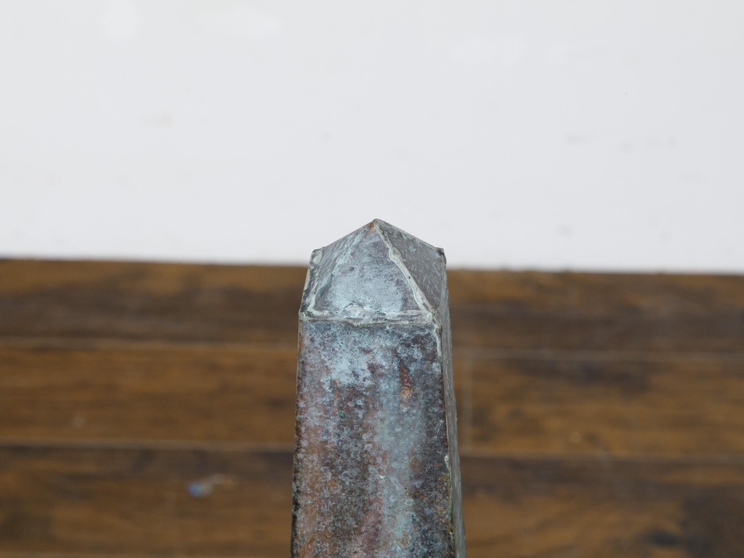 English Victorian Period 19th Century Turquoise Painted Metal Obelisk Finial For Sale 8