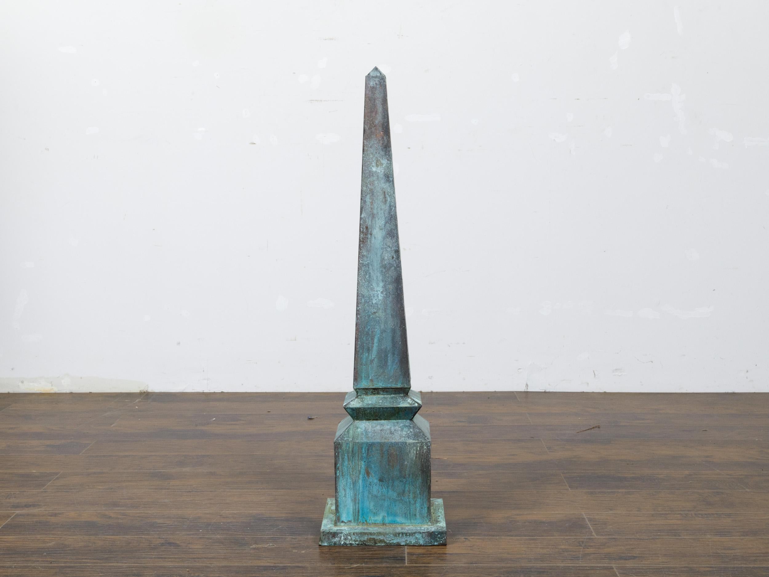 English Victorian Period 19th Century Turquoise Painted Metal Obelisk Finial For Sale 9