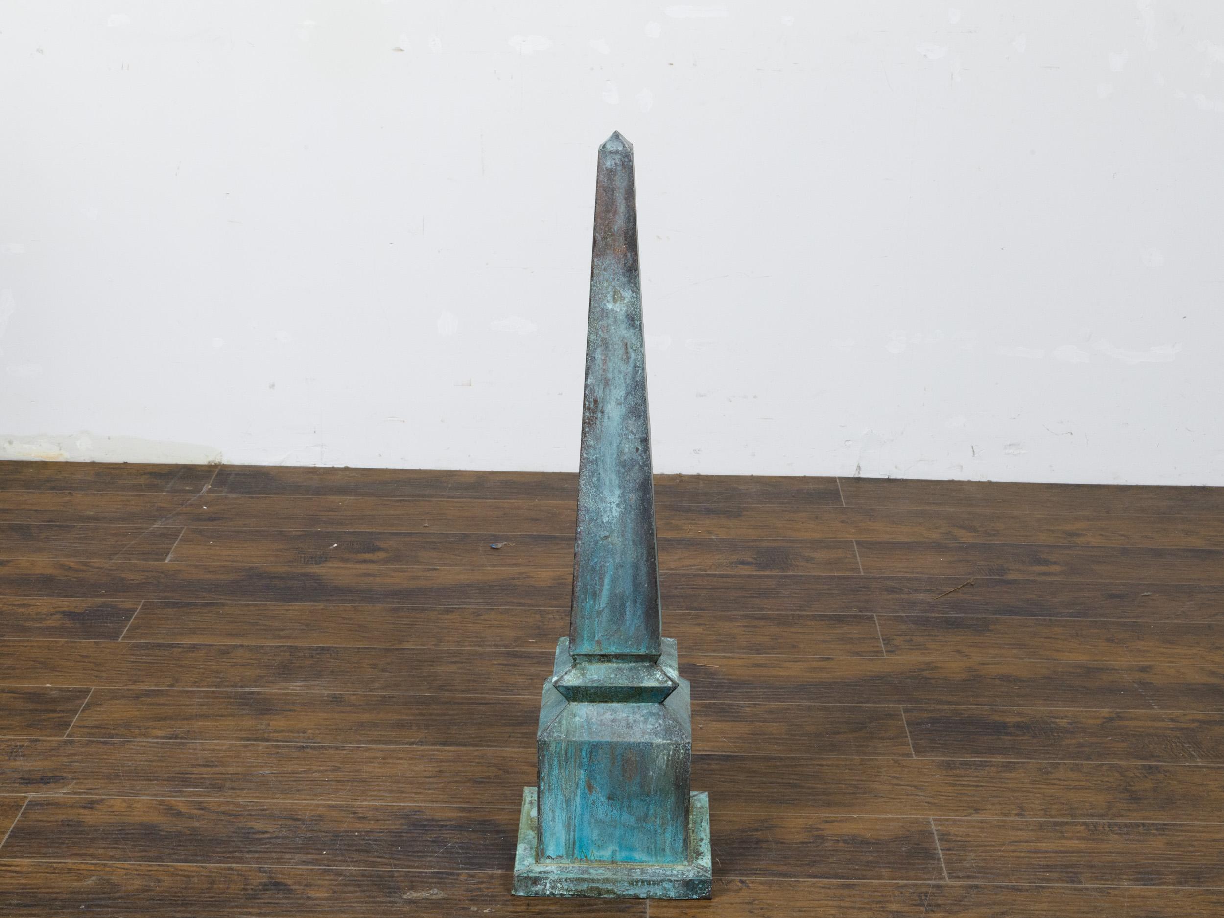 English Victorian Period 19th Century Turquoise Painted Metal Obelisk Finial For Sale 10