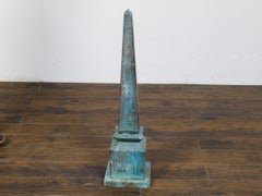 English Victorian Period 19th Century Turquoise Painted Metal Obelisk Finial