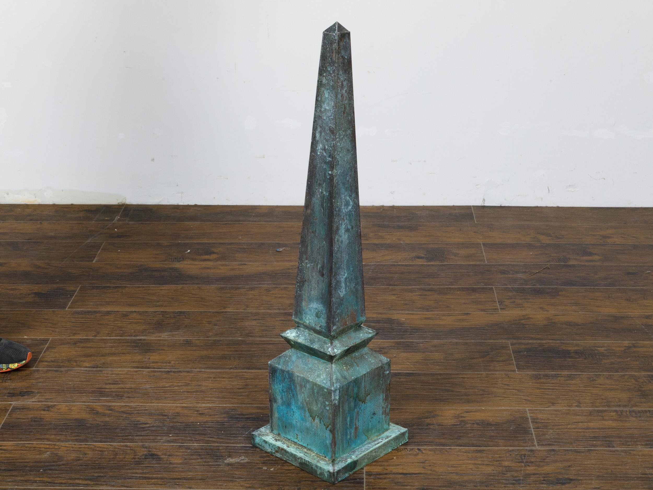 English Victorian Period 19th Century Turquoise Painted Metal Obelisk Finial For Sale 1