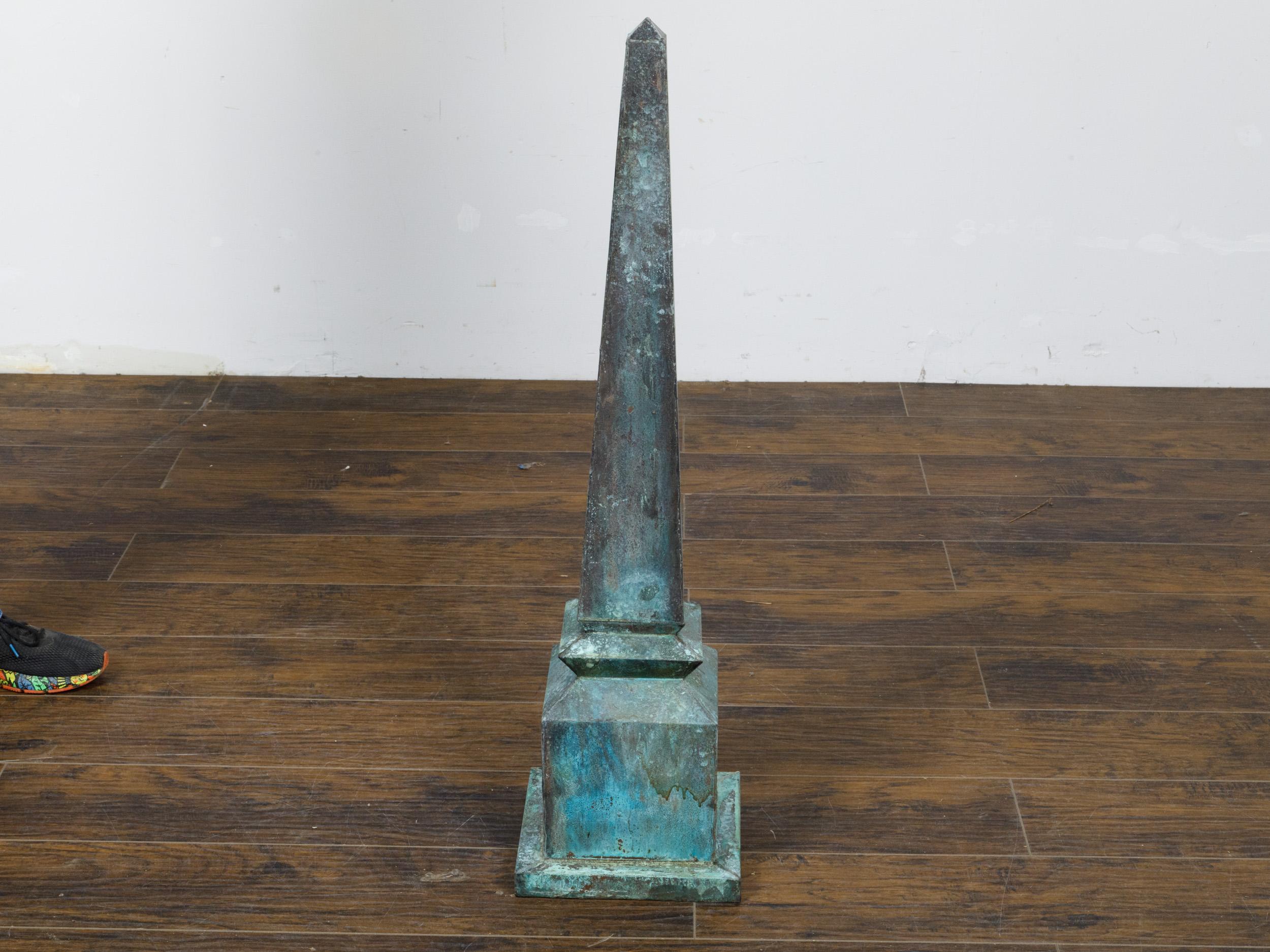 English Victorian Period 19th Century Turquoise Painted Metal Obelisk Finial For Sale 2