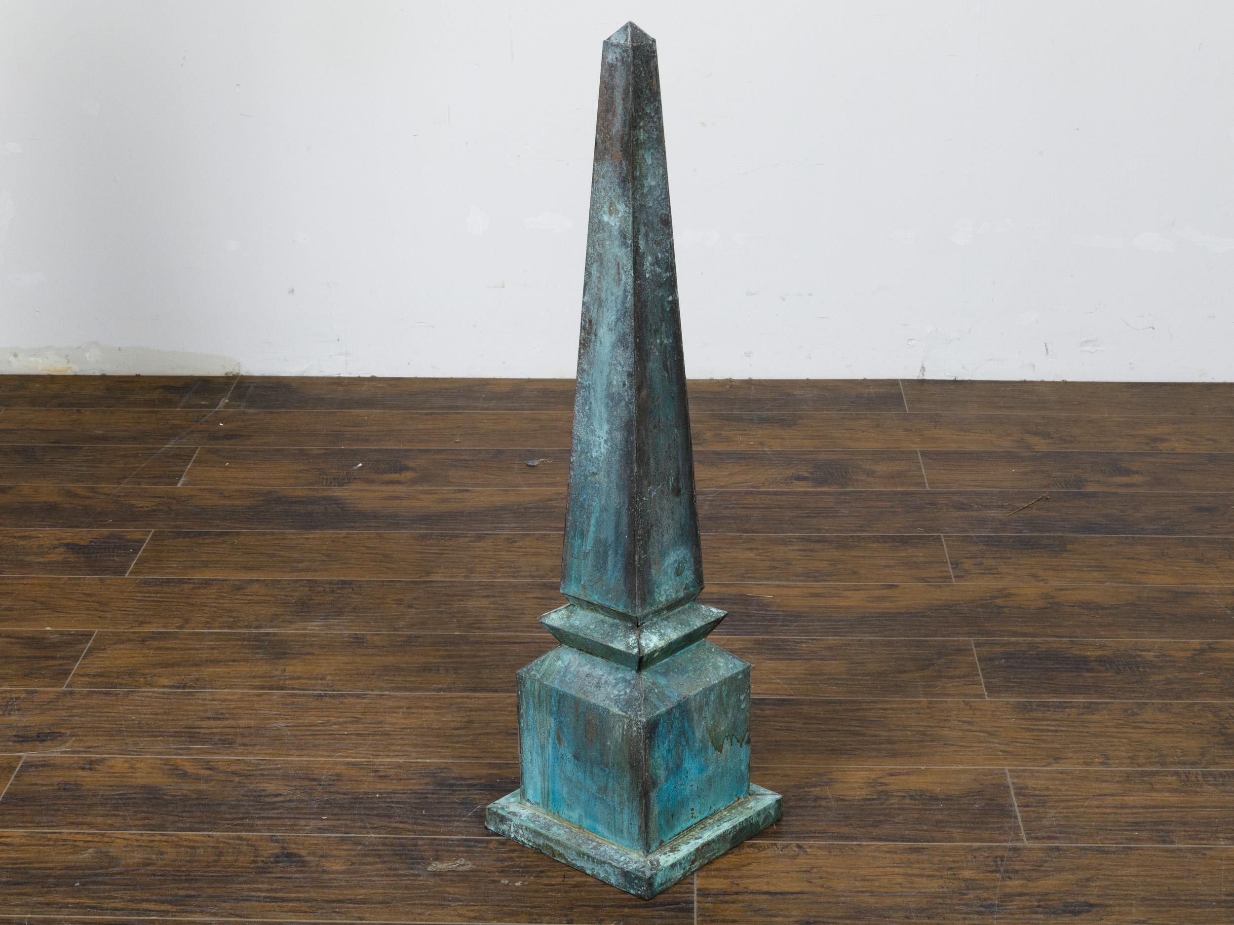 English Victorian Period 19th Century Turquoise Painted Metal Obelisk Finial For Sale 3