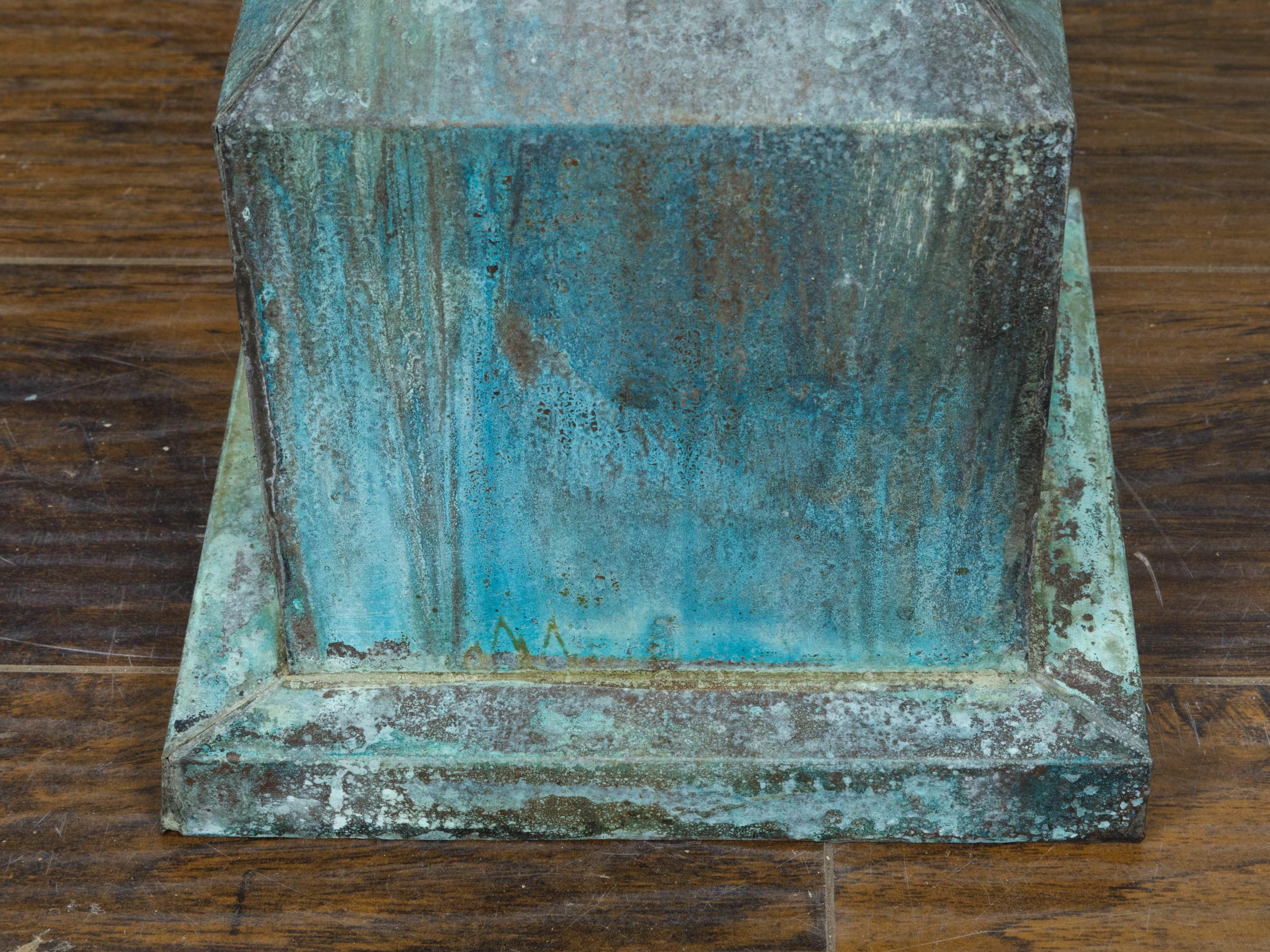 English Victorian Period 19th Century Turquoise Painted Metal Obelisk Finial For Sale 4