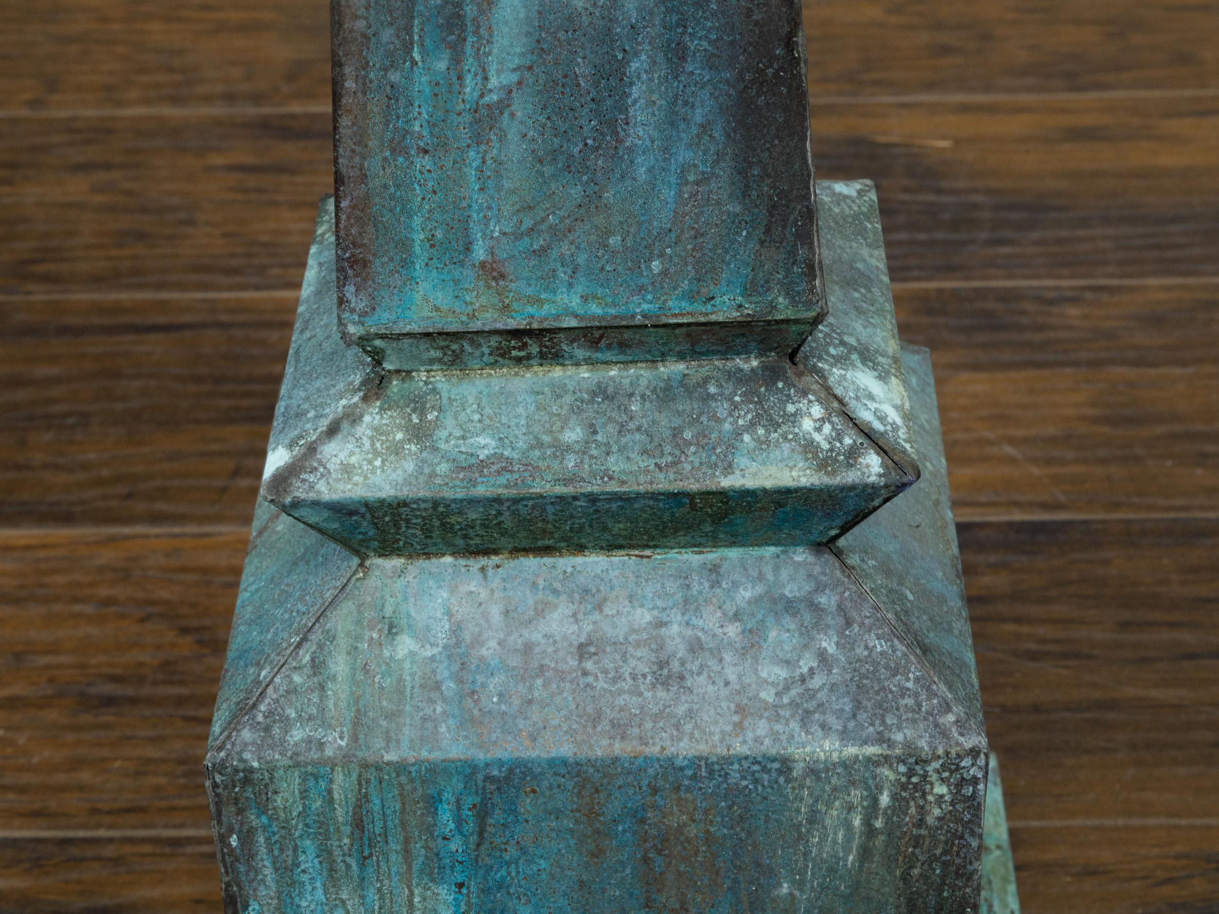 English Victorian Period 19th Century Turquoise Painted Metal Obelisk Finial For Sale 5