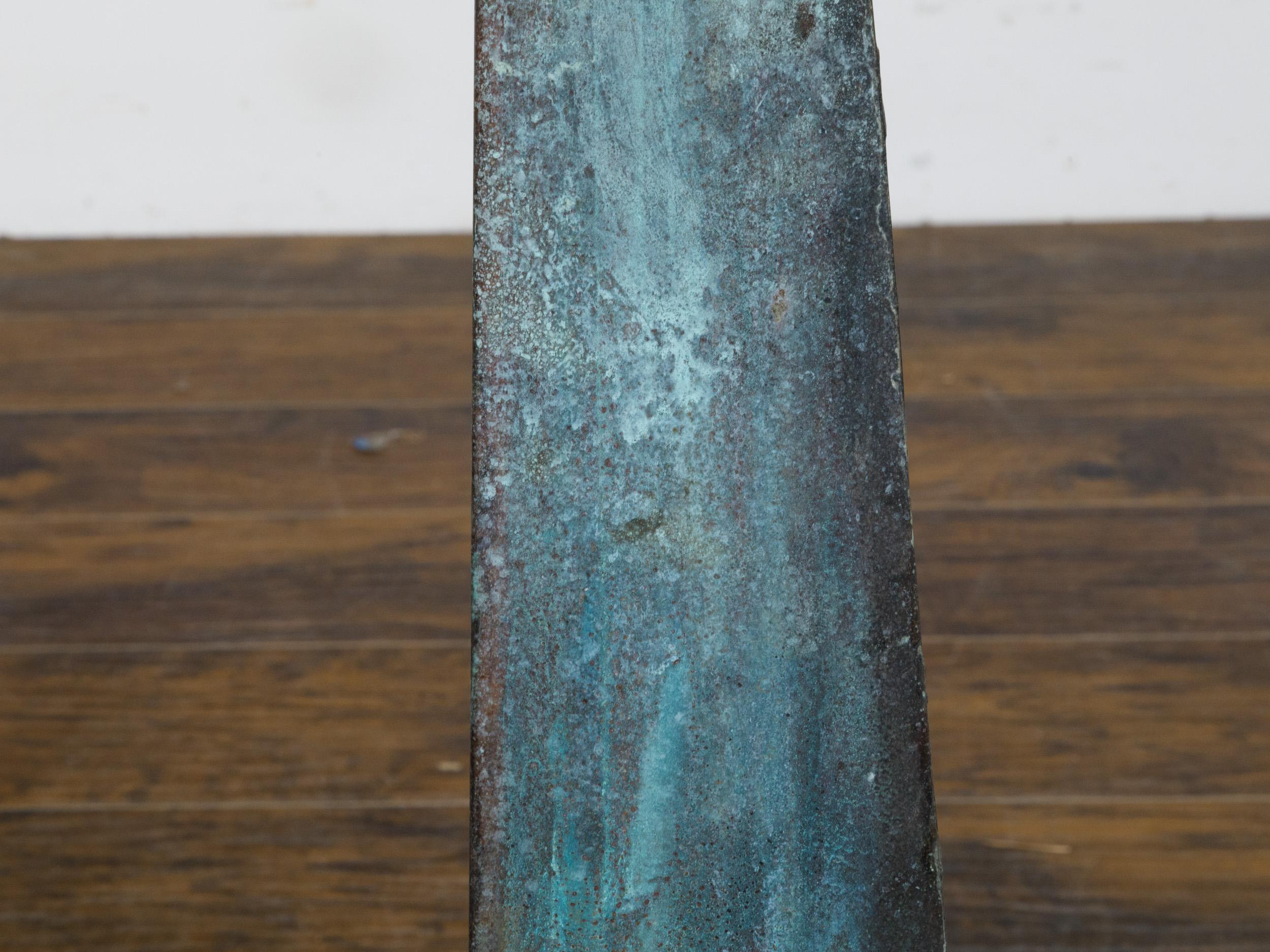 English Victorian Period 19th Century Turquoise Painted Metal Obelisk Finial For Sale 6
