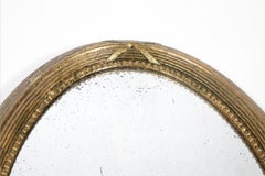 English Victorian Period Gilt Oval Carved Gesso Wall Mirror