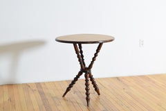 English Victorian Period Turned Mahogany Leather Top Table, ca. 1875