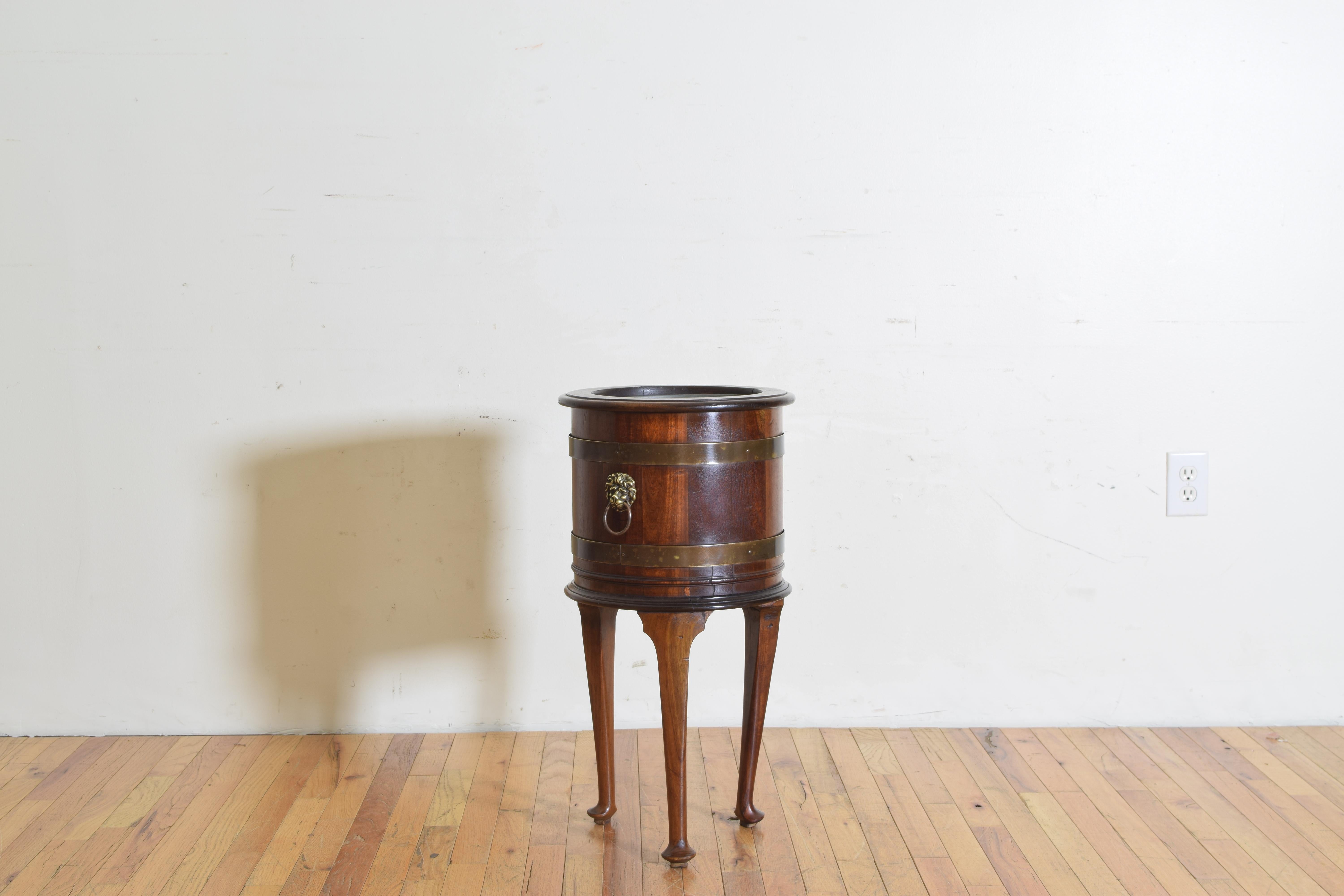 Early Victorian English Victorian Period Walnut and Brass Bound Planter or Wine Cooler For Sale