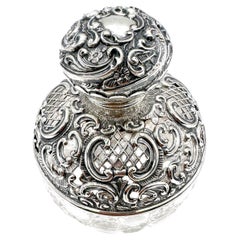 Flacon de parfum victorien anglais percé en sterling et verre taillé, Sheffield, 1901
