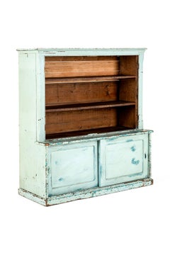 English Victorian Pine House Keepers Cupboard or Open Dresser In Original Paint