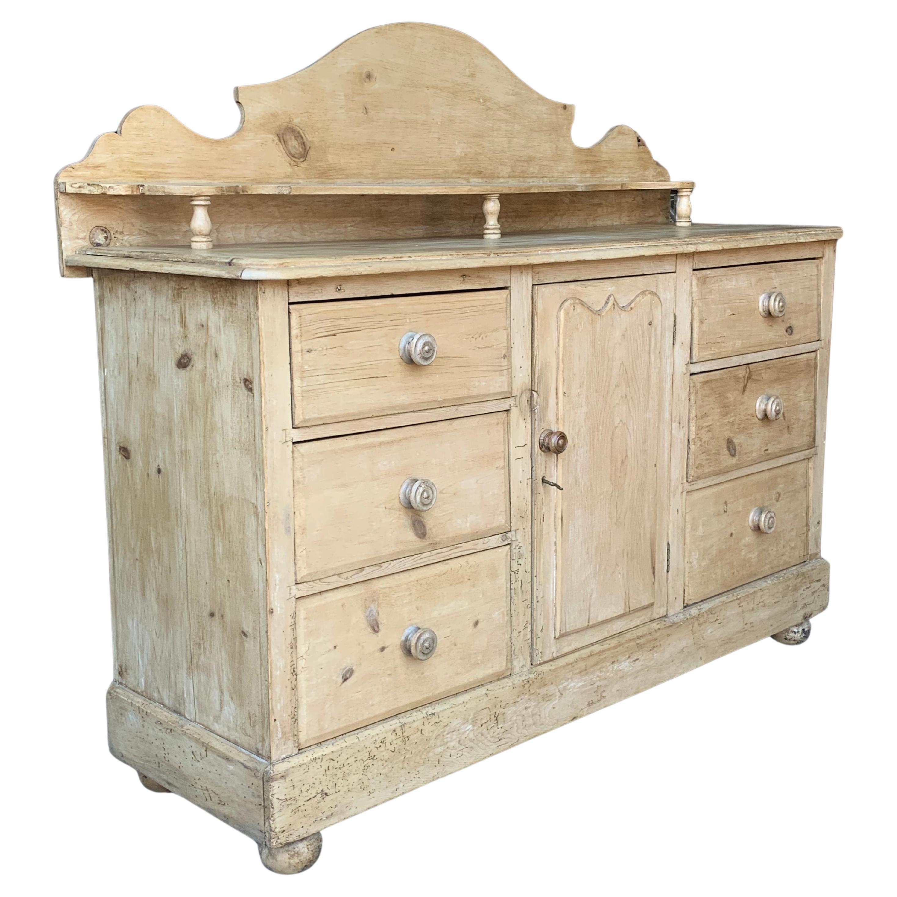 English Victorian Pine Sideboard For Sale at 1stDibs