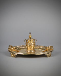 English Victorian Plated Gilded Inkwell, circa 1900
