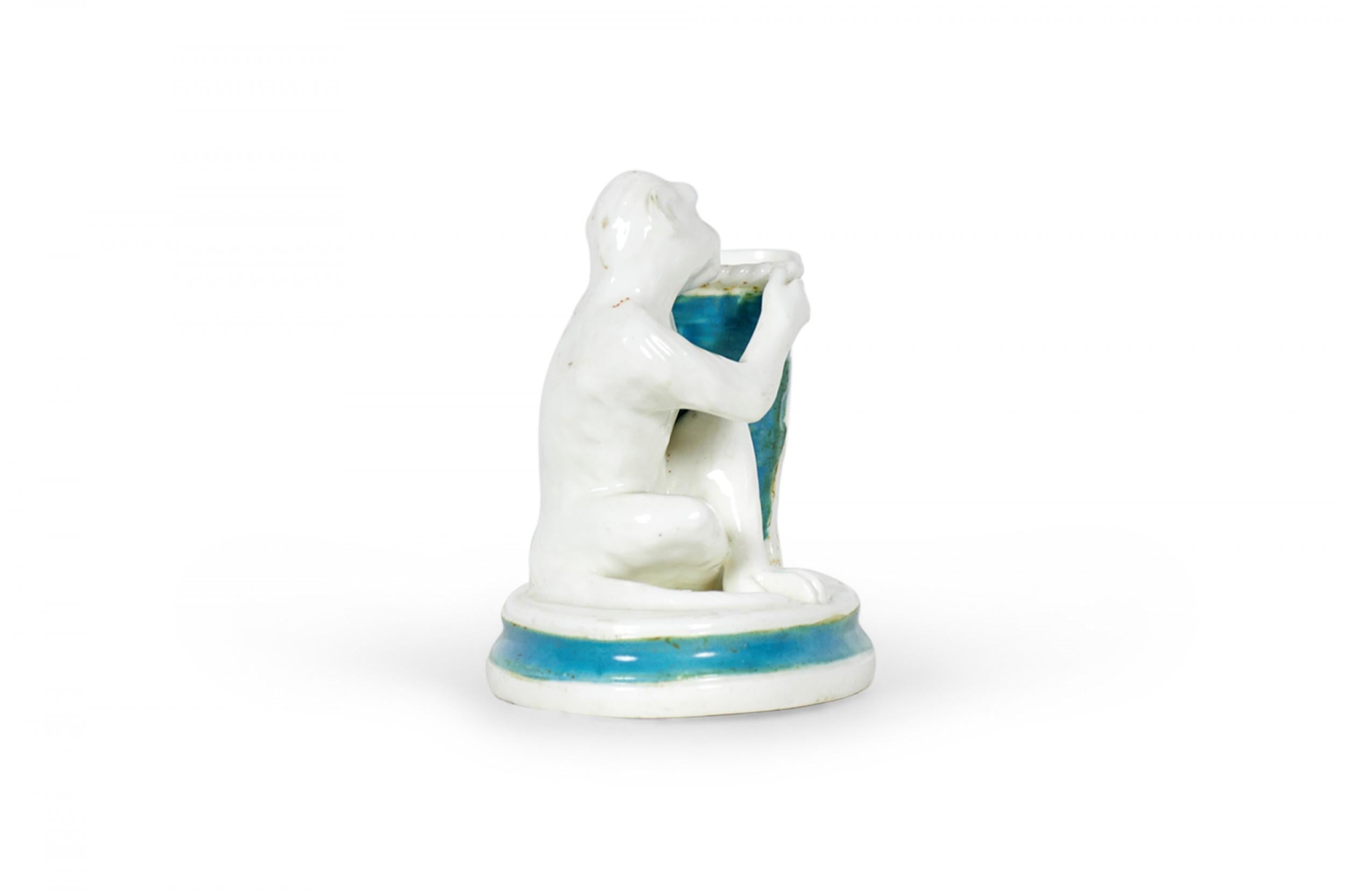 English Victorian Porcelain Monkey Vase For Sale 2