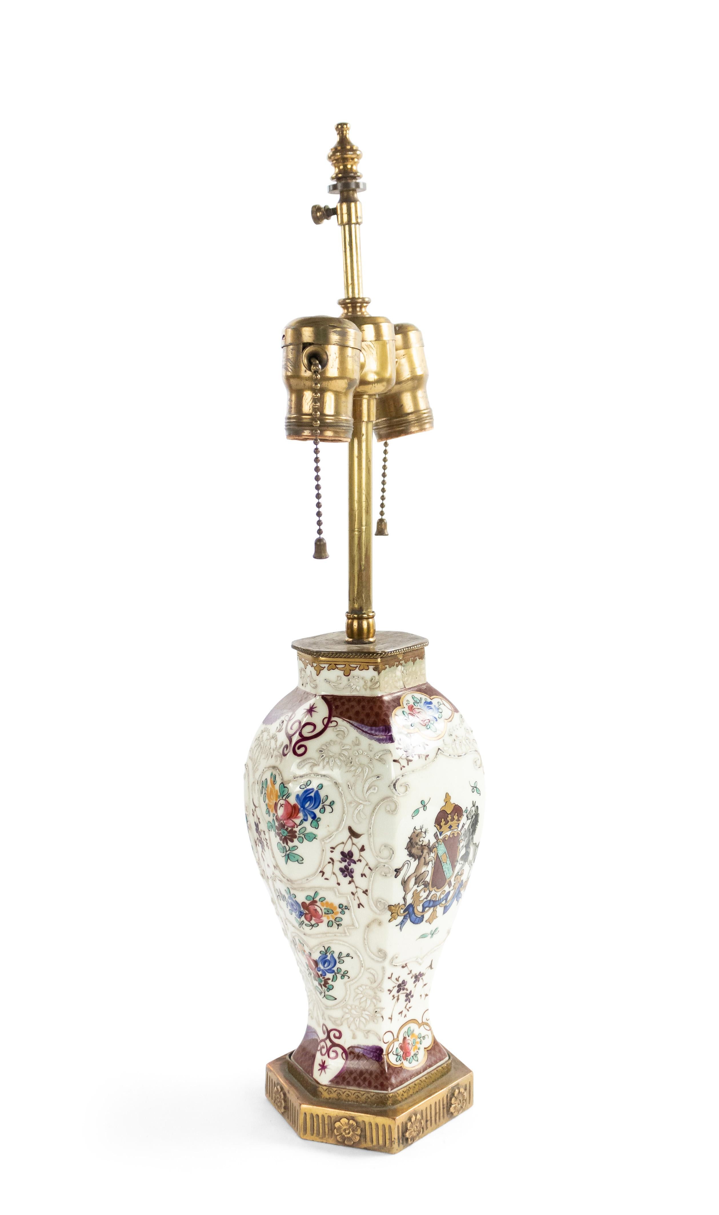 Englische viktorianische Porzellan-Tischlampe (19. Jahrhundert) im Angebot