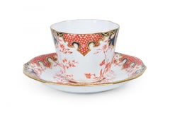 English Victorian Porcelain Teacups and Saucers