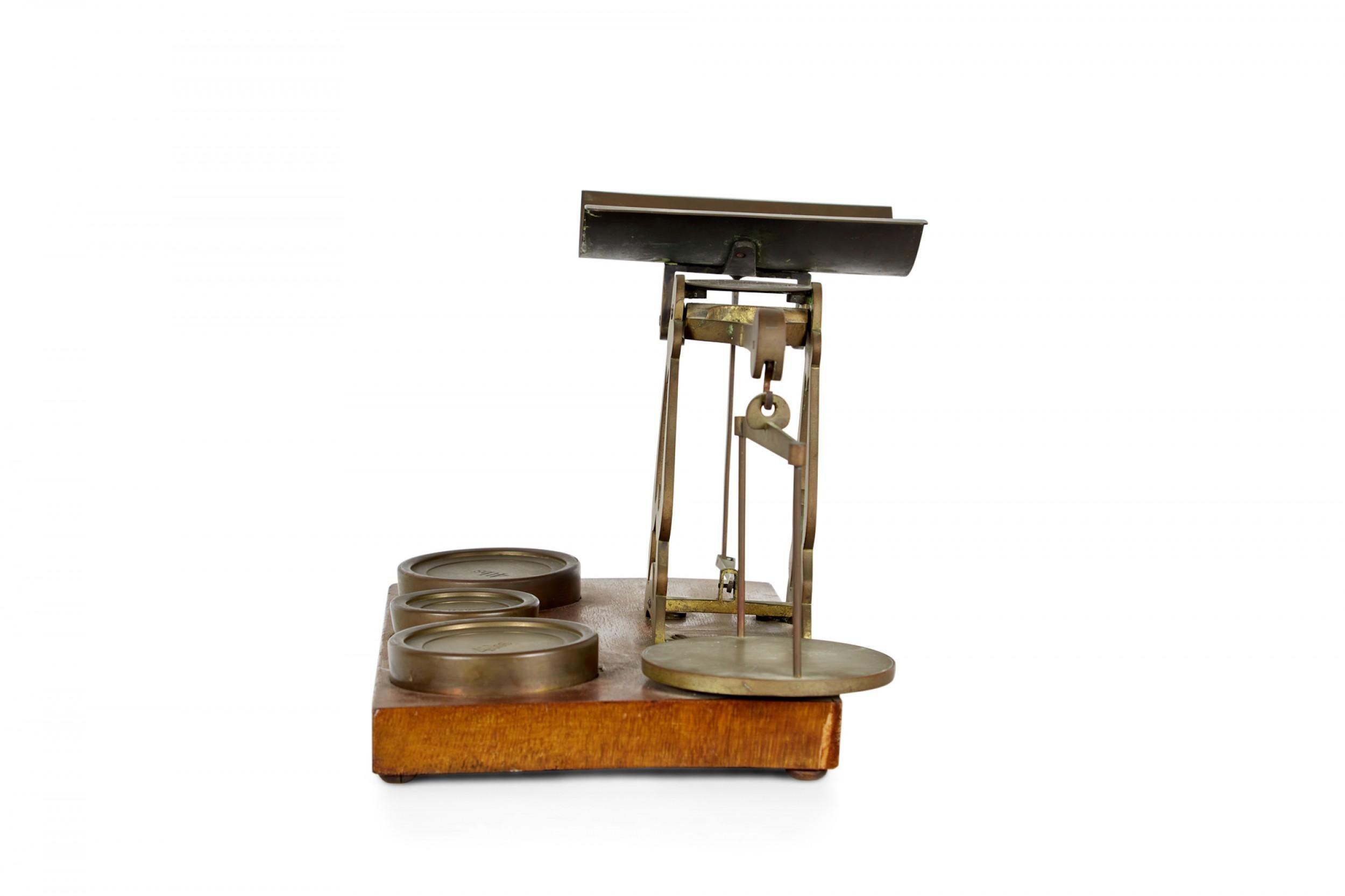 19th Century English Victorian Postal Scales with Brass Weights For Sale