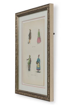 English Victorian Print of 4 Danish Noble Attires