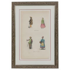 English Victorian Print of 4 Danish Noble Attires