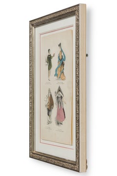 English Victorian Print of 4 French Noble Attires