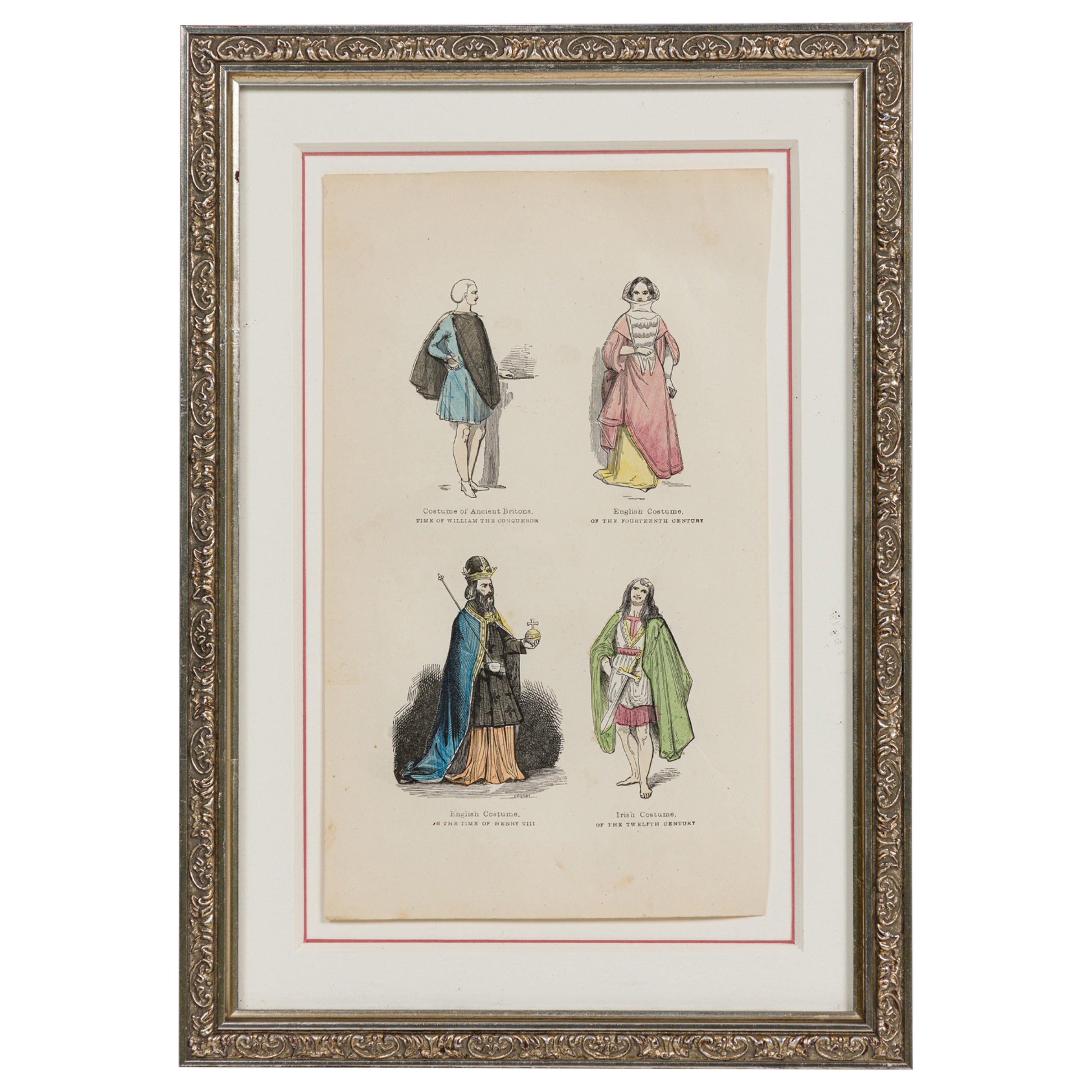 English Victorian Prints of 4 English Noble Attires en venta