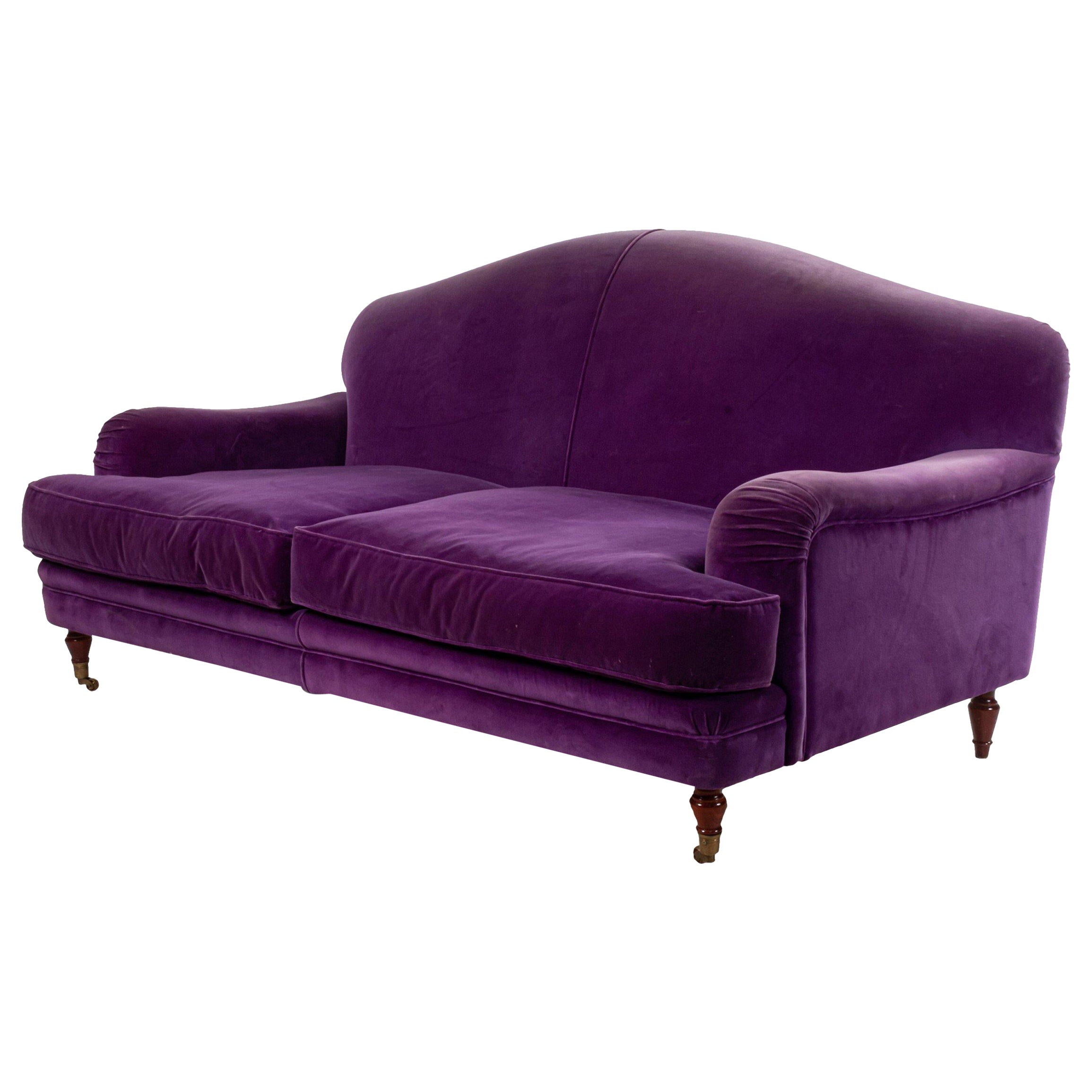 Loveseat victoriano inglés de terciopelo morado en venta