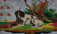 English Victorian Reclining Dog Embroidery
