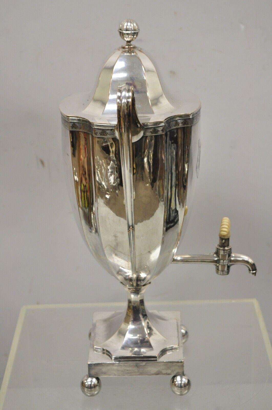 19th Century English Victorian Regency Silver Plate Trophy Cup Urn Coffee Dispenser Samovar For Sale