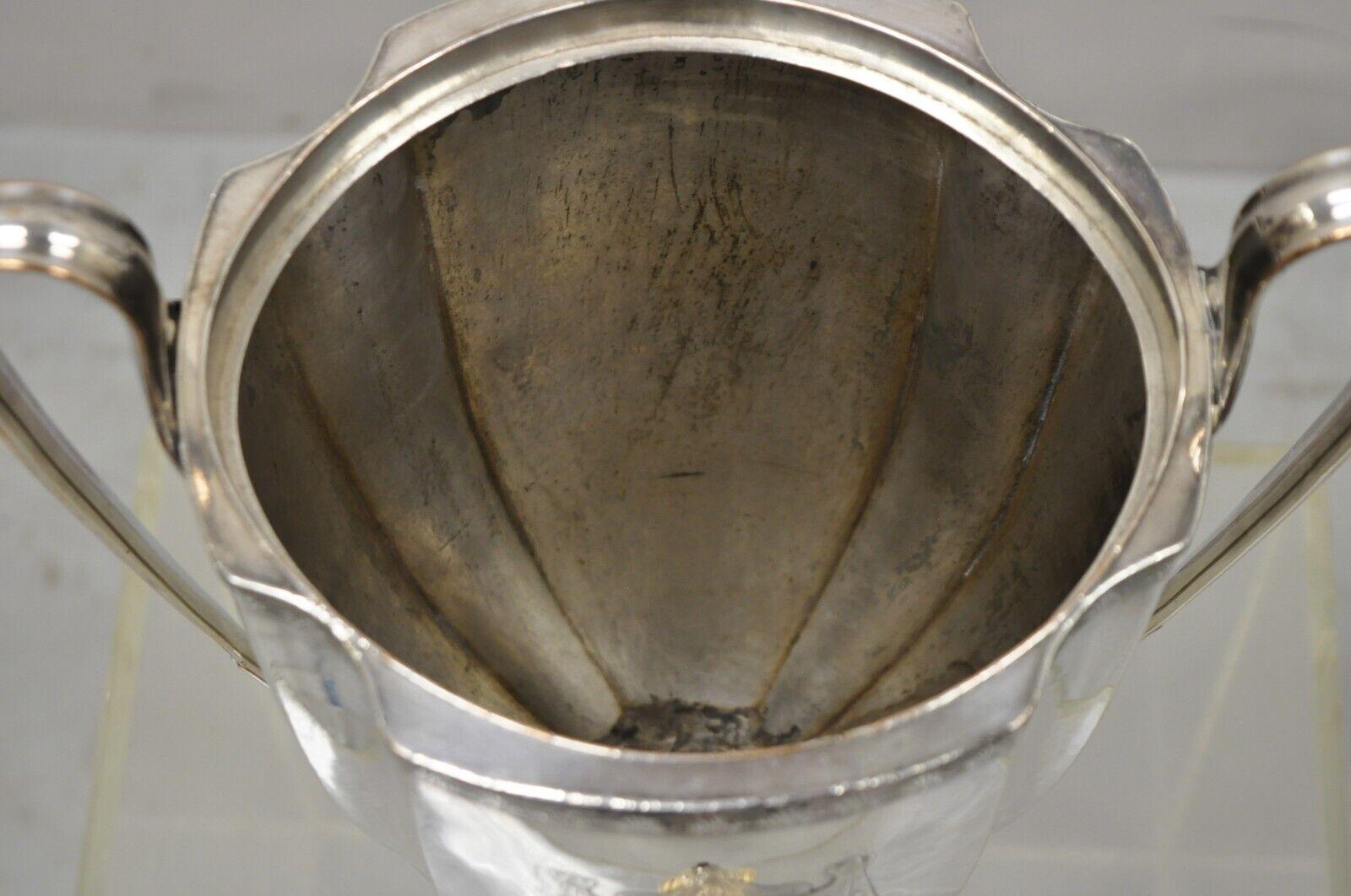 English Victorian Regency Silver Plate Trophy Cup Urn Coffee Dispenser Samovar For Sale 1