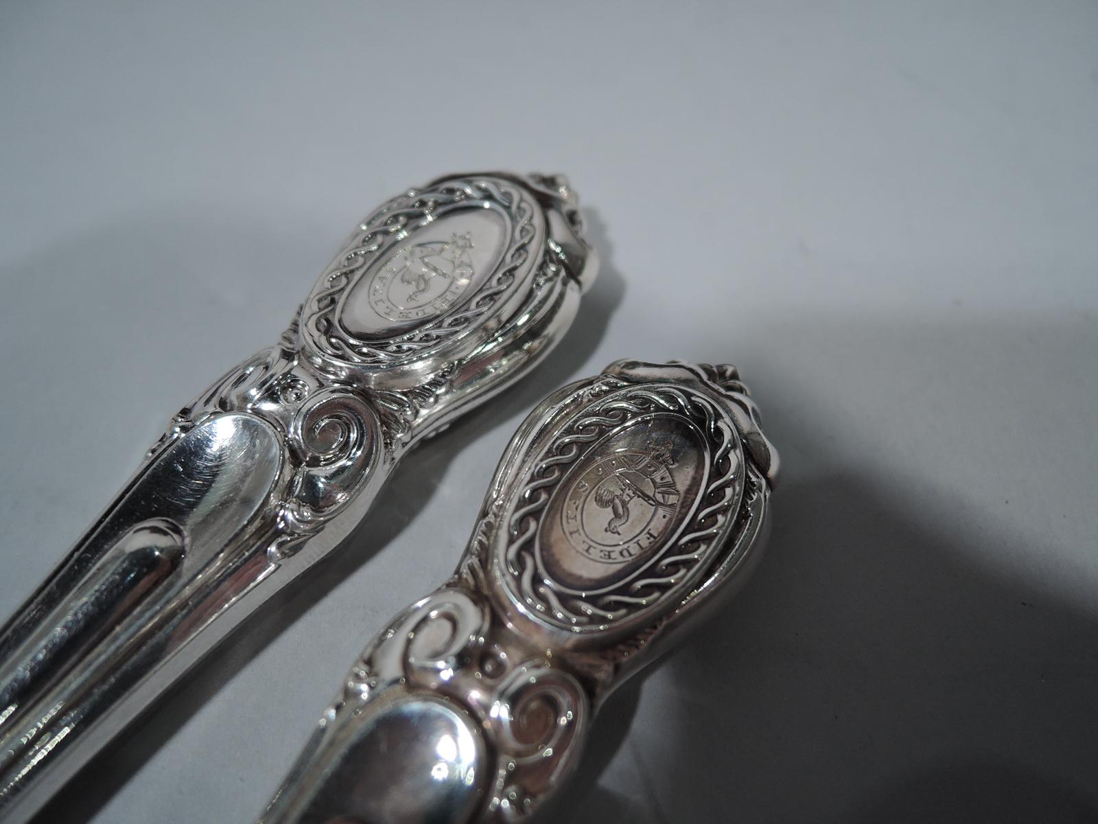 Mid-19th Century English Victorian Rococo Sterling Silver 36-Piece Dessert Set for 18