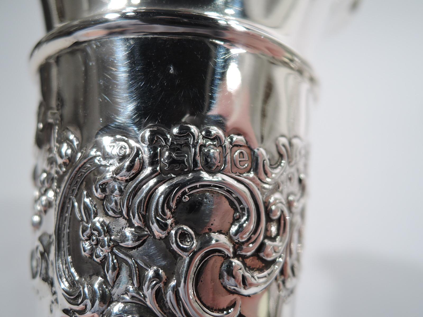 English Victorian Rococo Sterling Silver Vase by William Comyns 1