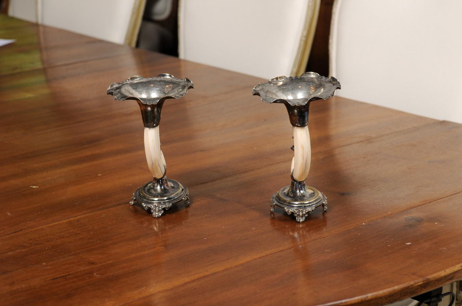 English Victorian Rodgers & Sons 19th Century Game Animal Horns on Silver Mounts For Sale 7