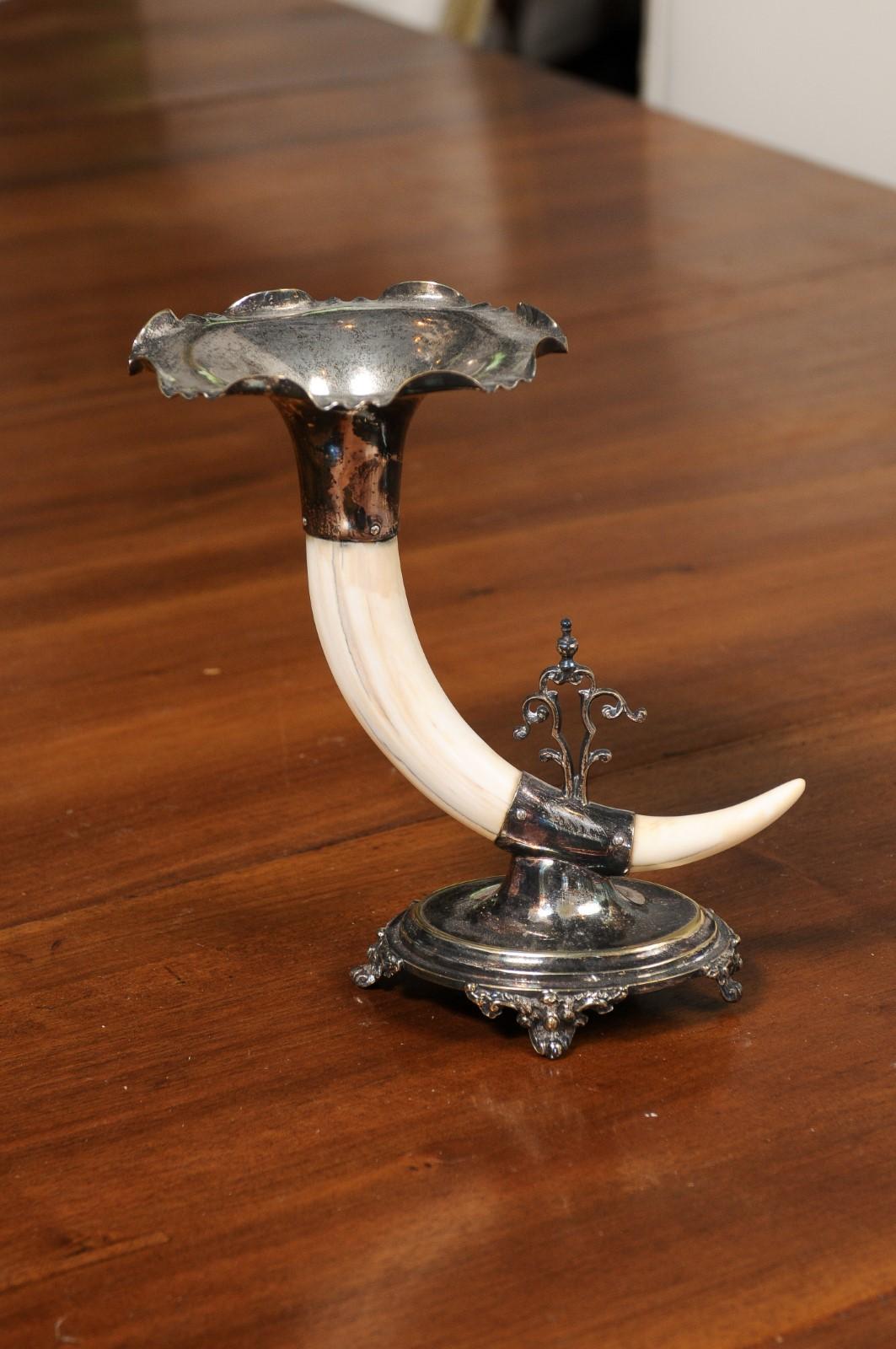 English Victorian Rodgers & Sons 19th Century Game Animal Horns on Silver Mounts For Sale 1