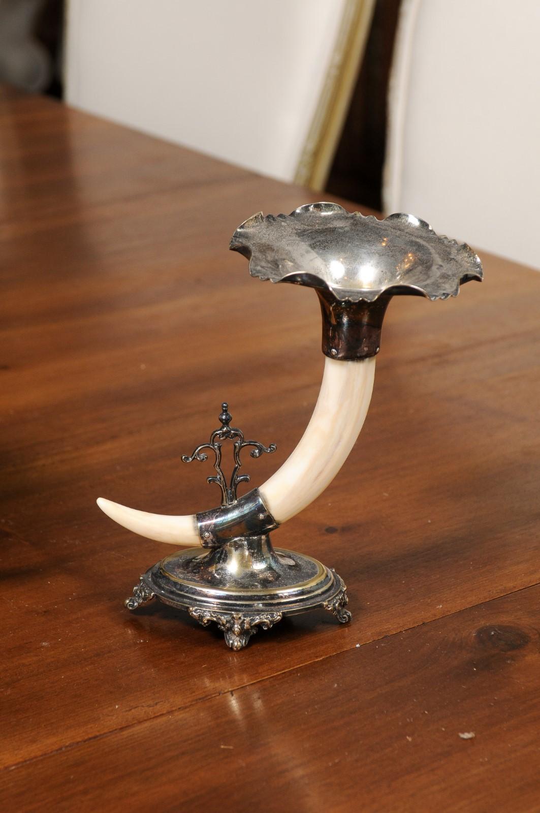 English Victorian Rodgers & Sons 19th Century Game Animal Horns on Silver Mounts For Sale 2