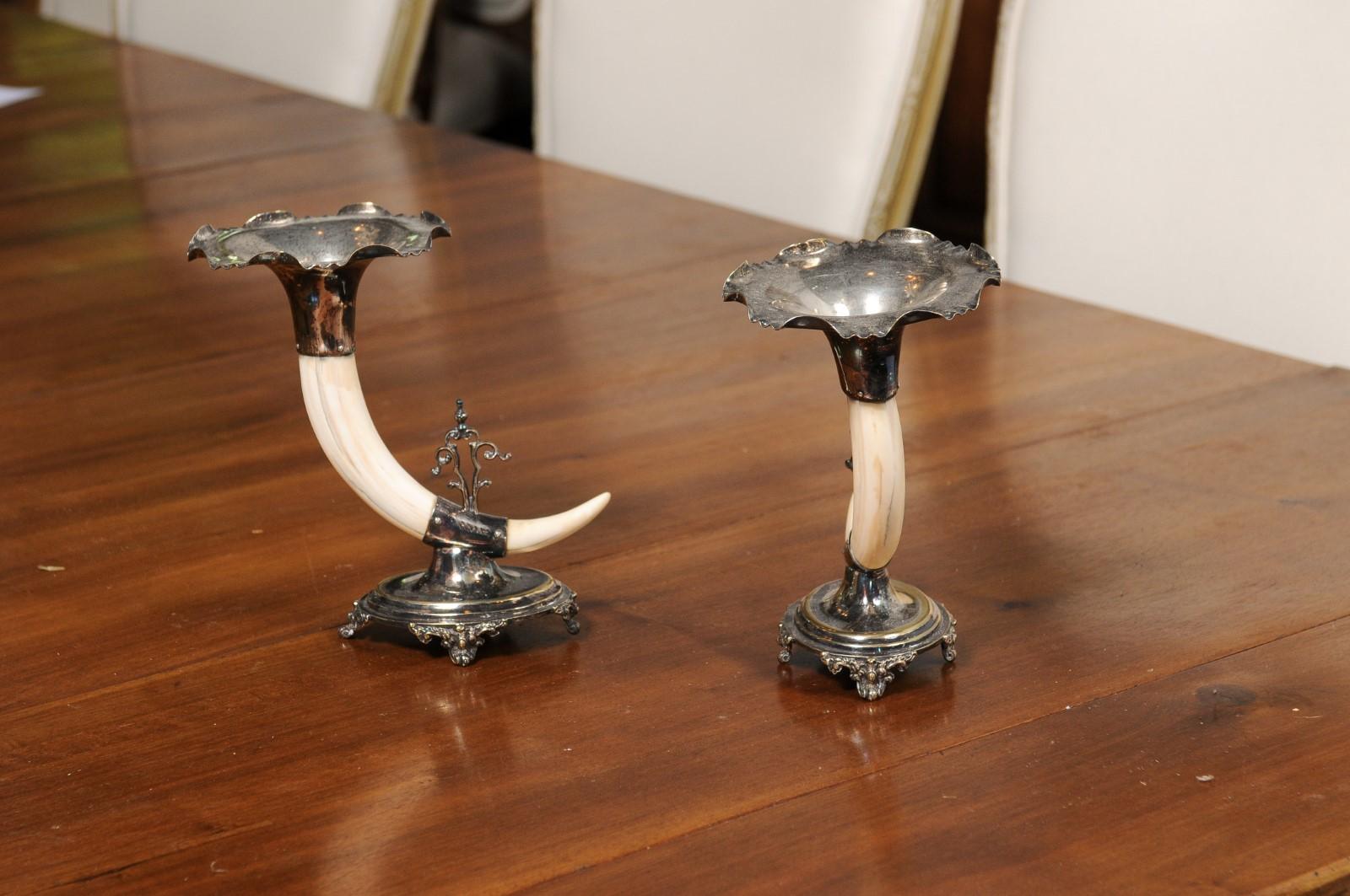 English Victorian Rodgers & Sons 19th Century Game Animal Horns on Silver Mounts For Sale 6