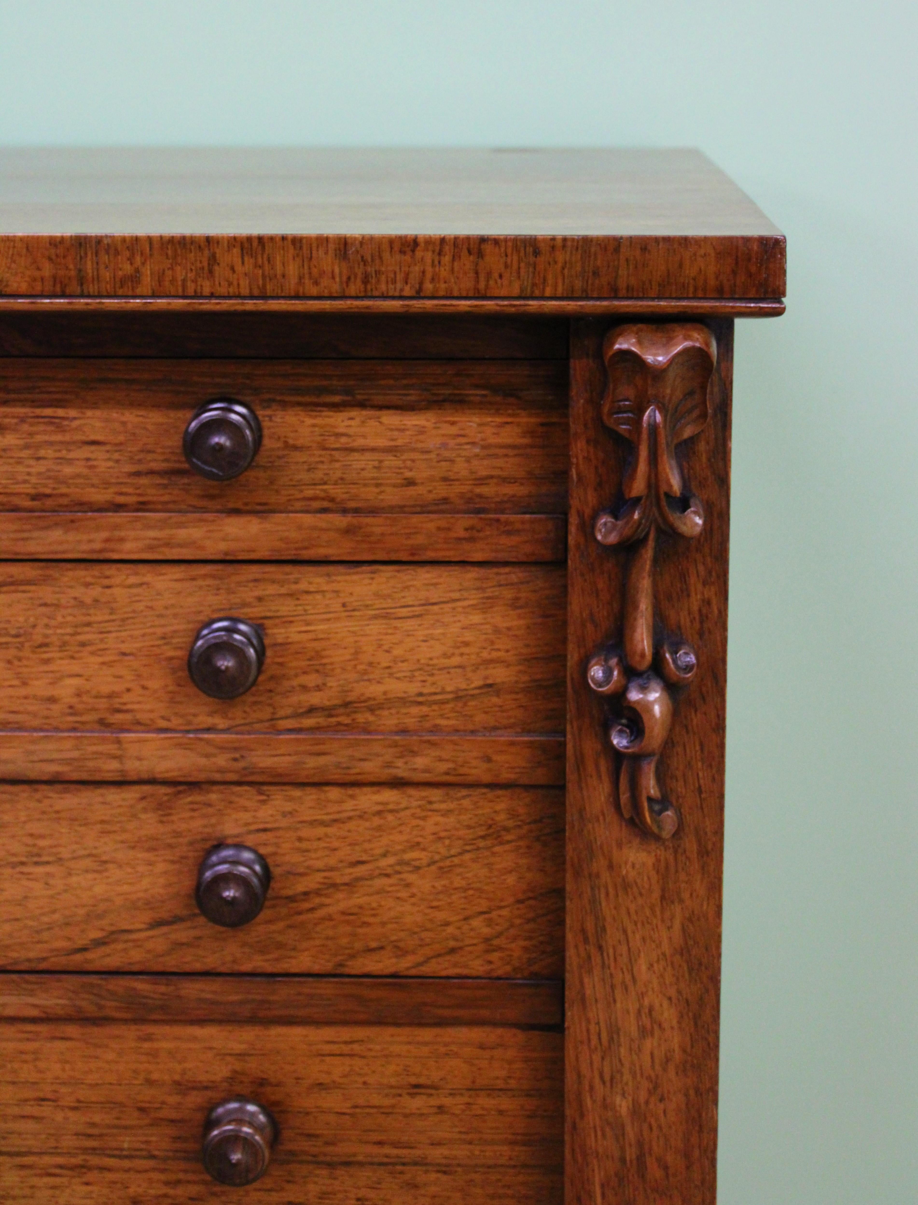 English Victorian Rosewood Secrétaire Wellington Chest of Drawers In Good Condition In Poling, West Sussex