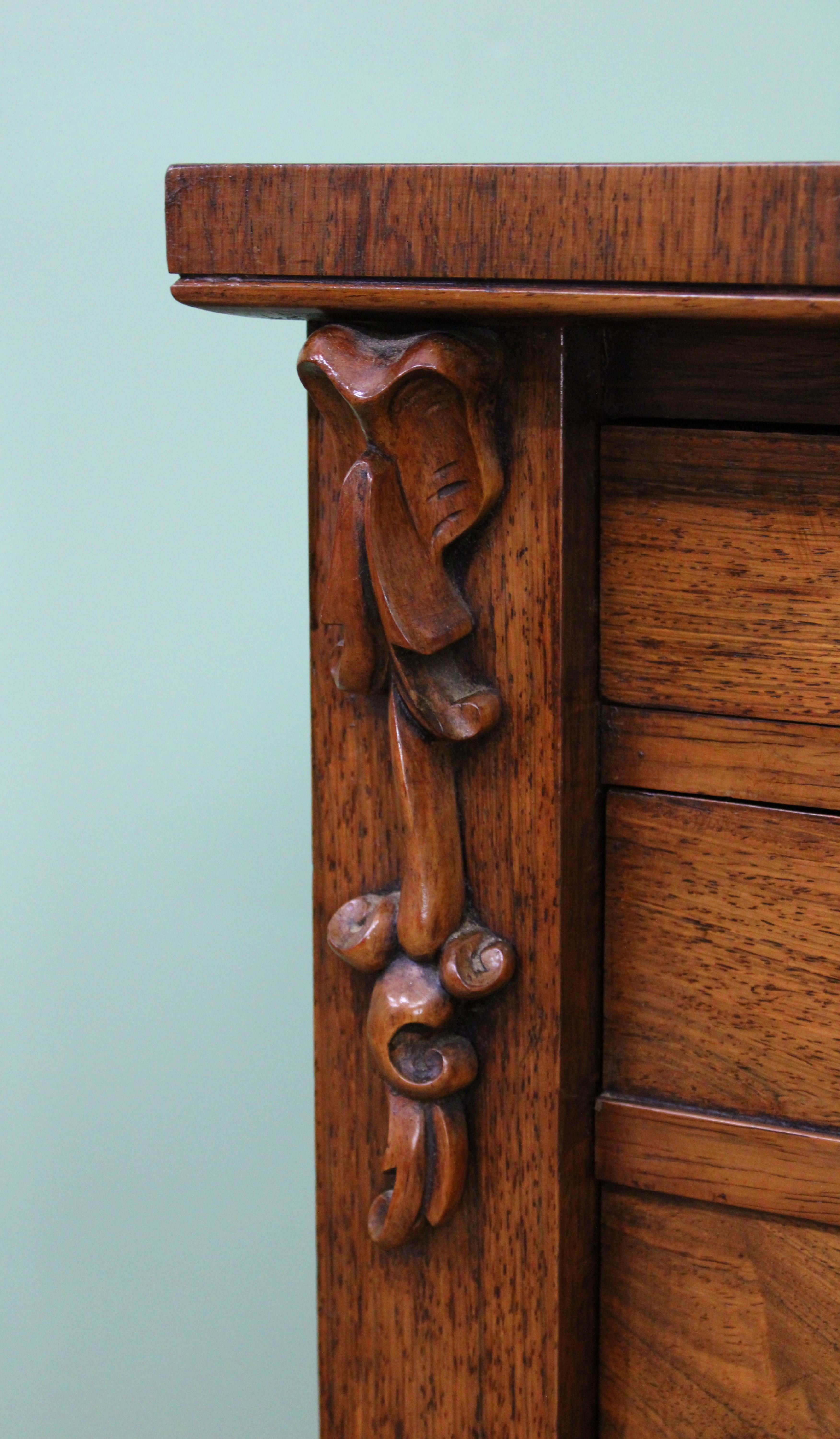 19th Century English Victorian Rosewood Secrétaire Wellington Chest of Drawers