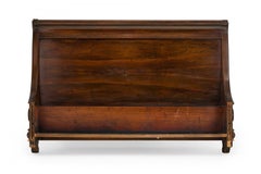 English Victorian Rosewood Sleigh Bed with Applied Scrollwork