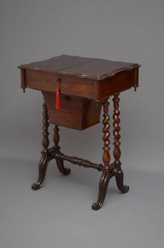 English Victorian Rosewood Work Table c1860