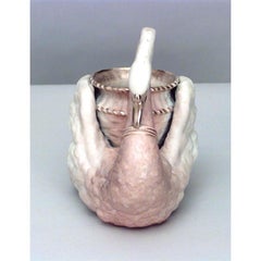 English Victorian Royal Worcester Porcelain Swan Vase