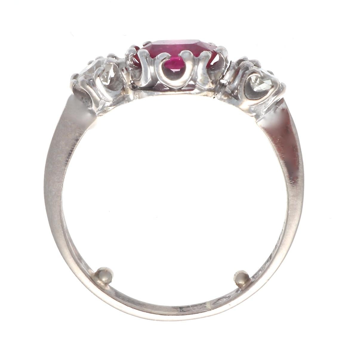 English Victorian GIA Ruby Diamond Gold Ring In Excellent Condition In Beverly Hills, CA