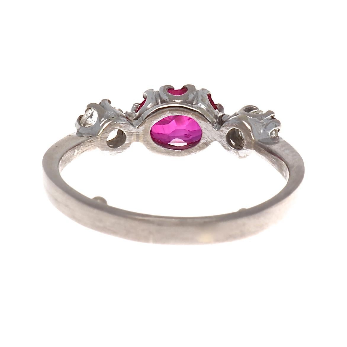 Women's English Victorian GIA Ruby Diamond Gold Ring