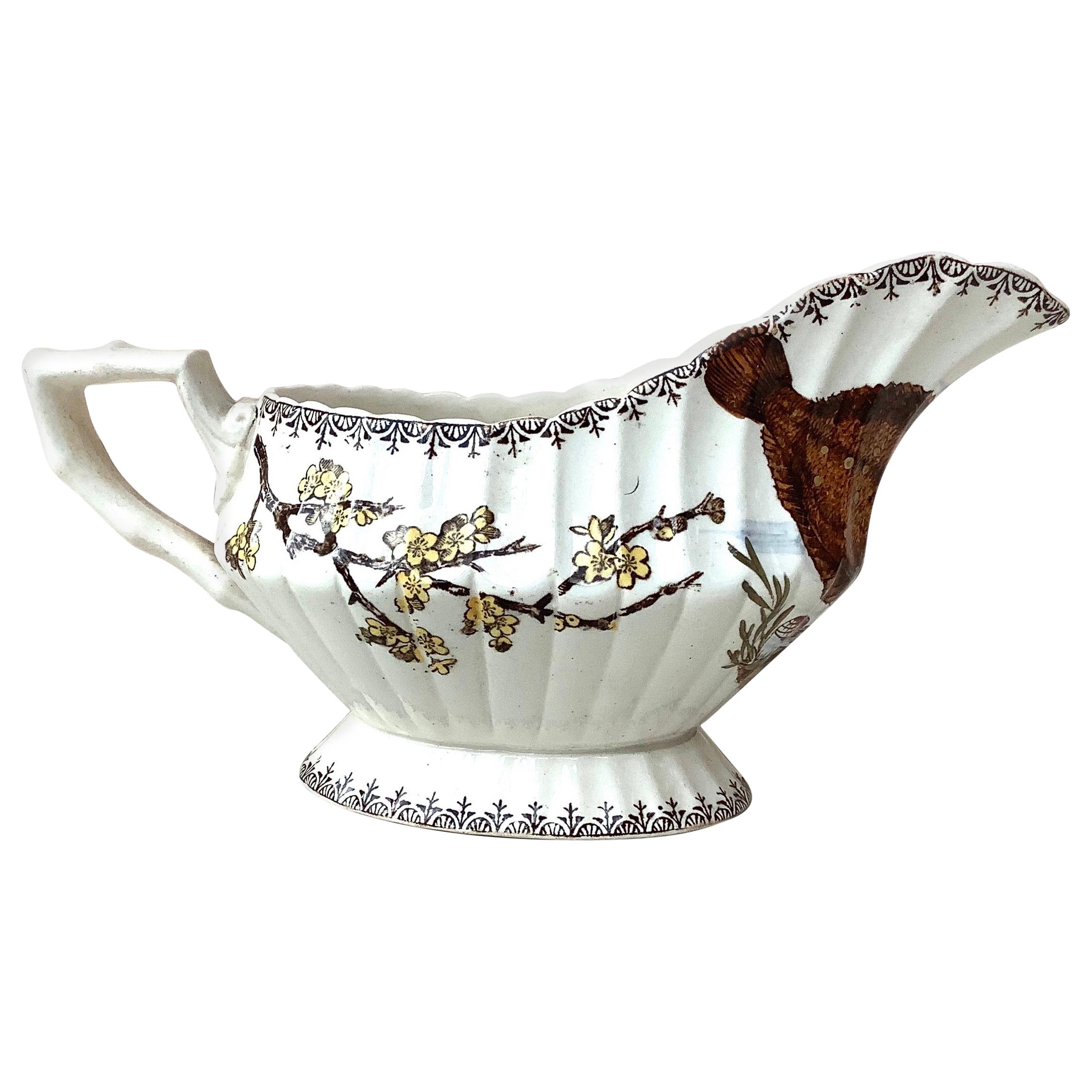 English Victorian Transferware Saucer with Fish, circa 1882 For Sale