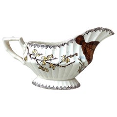 Englische viktorianische Transferware- Untertasse mit Fisch, um 1882