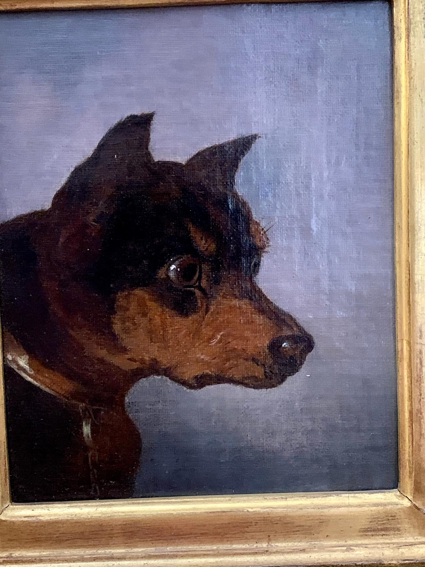 19th century English Victorian portrait of a terrier dog - Brown Animal Painting by English Victorian school