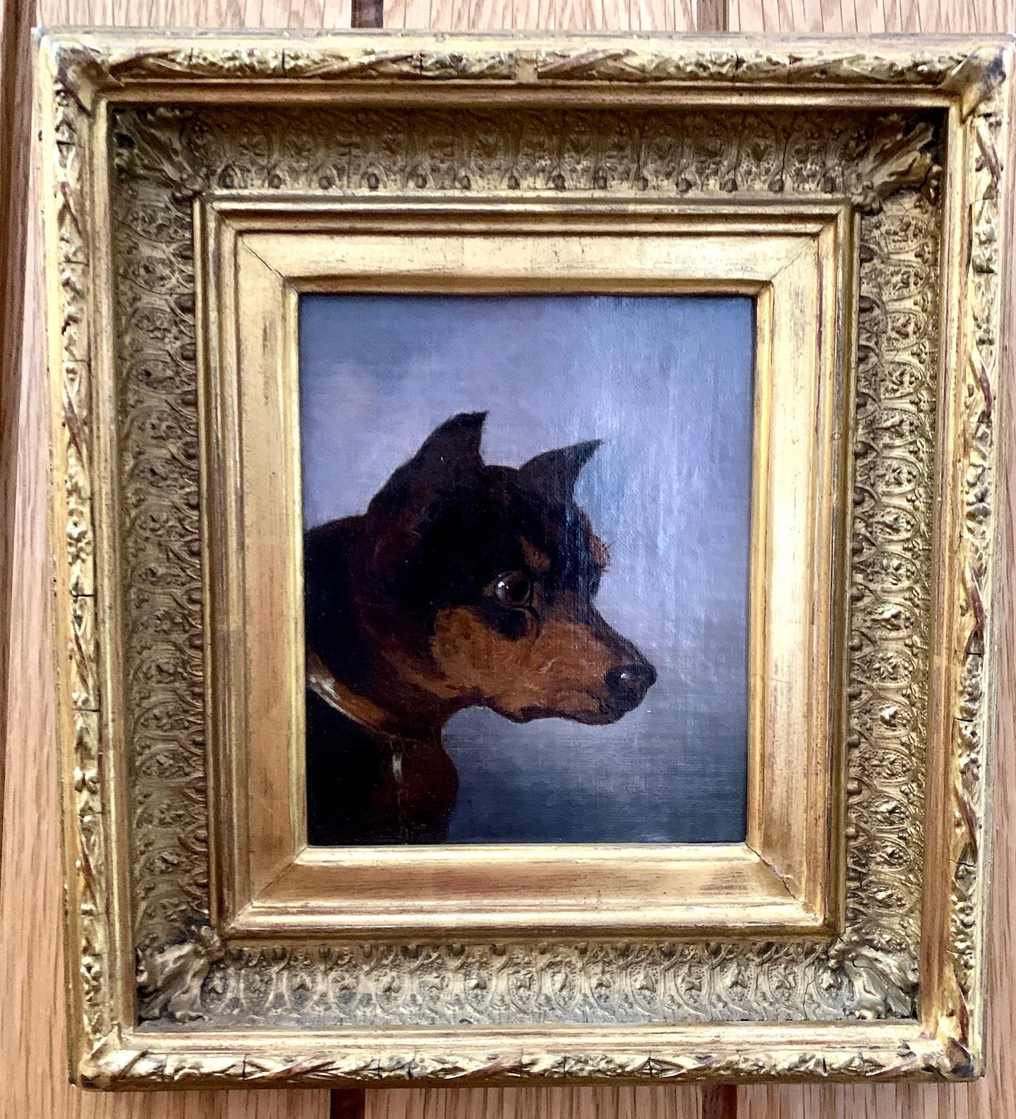 English Victorian school Animal Painting - 19th century English Victorian portrait of a terrier dog