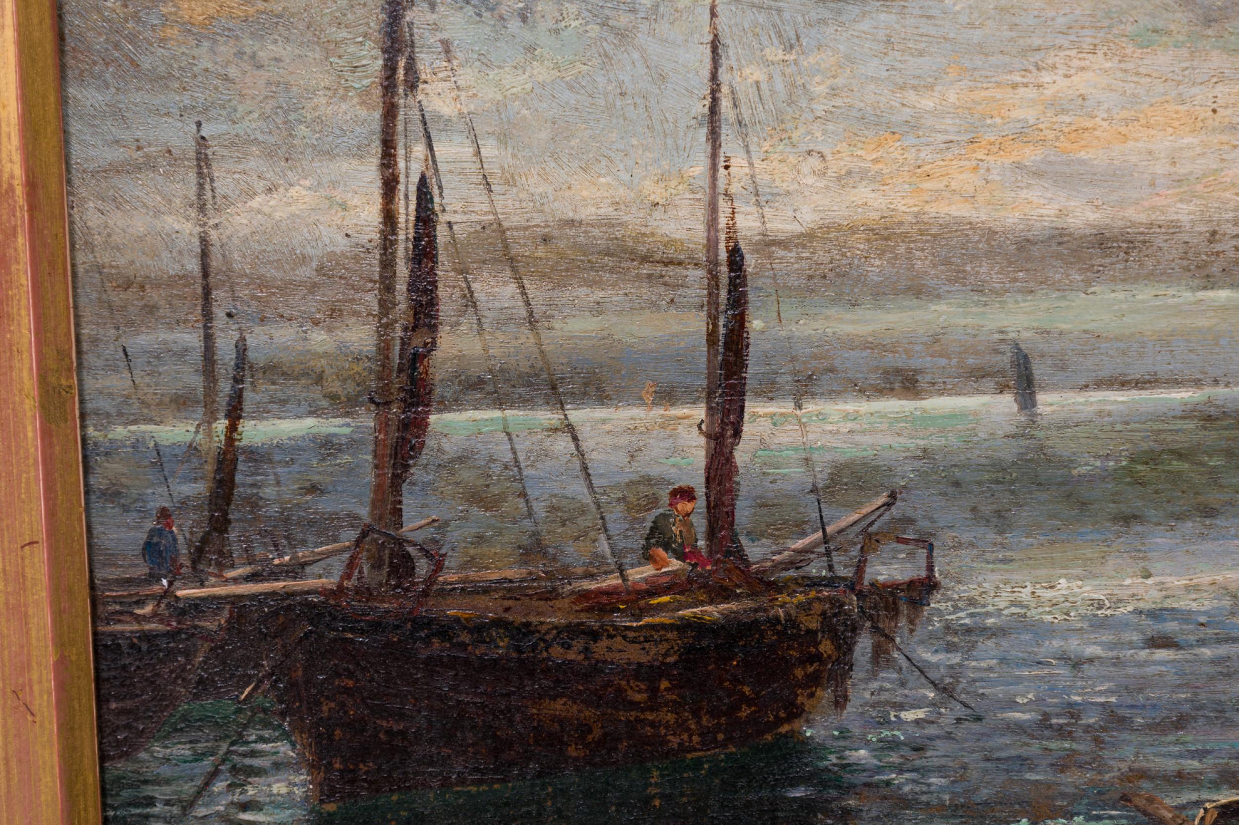 Intagliato a mano Pittura vittoriana inglese di paesaggi marini in vendita